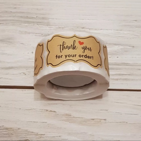 250 Piece/Roll Thank You Stickers Kraft.  2 inches by 1.2 inches.  PRICE FIRM - Picture 4 of 5
